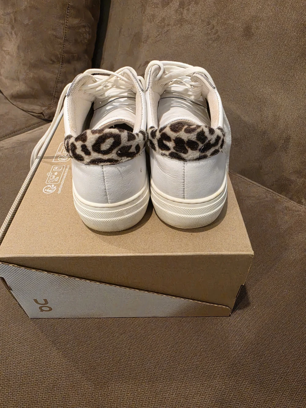 White Valentino Women's Low-Top Sneakers with Leopard Trim